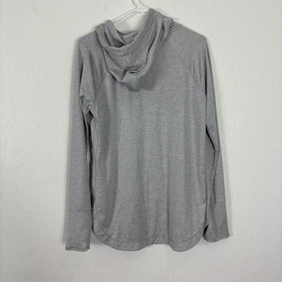 Athleta Heathered Grey Hooded Pullover Long Sleeve Top - Picture 2 of 6
